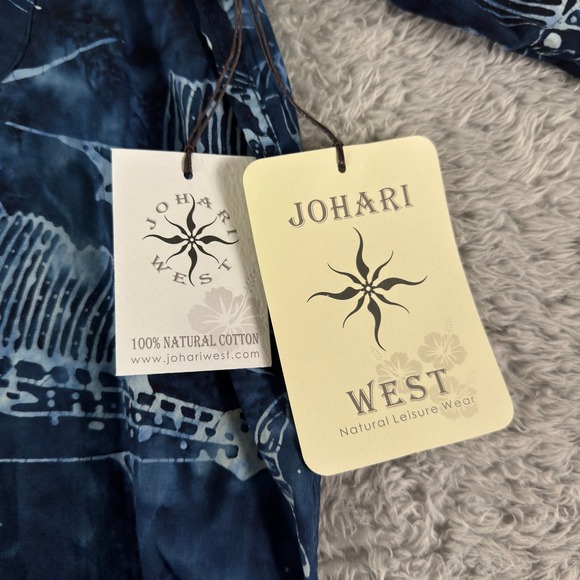 Johari West Mens Batik Sailfish Blue Cotton Hawaiian Button Down Shirt XLT NWT - Picture 5 of 8